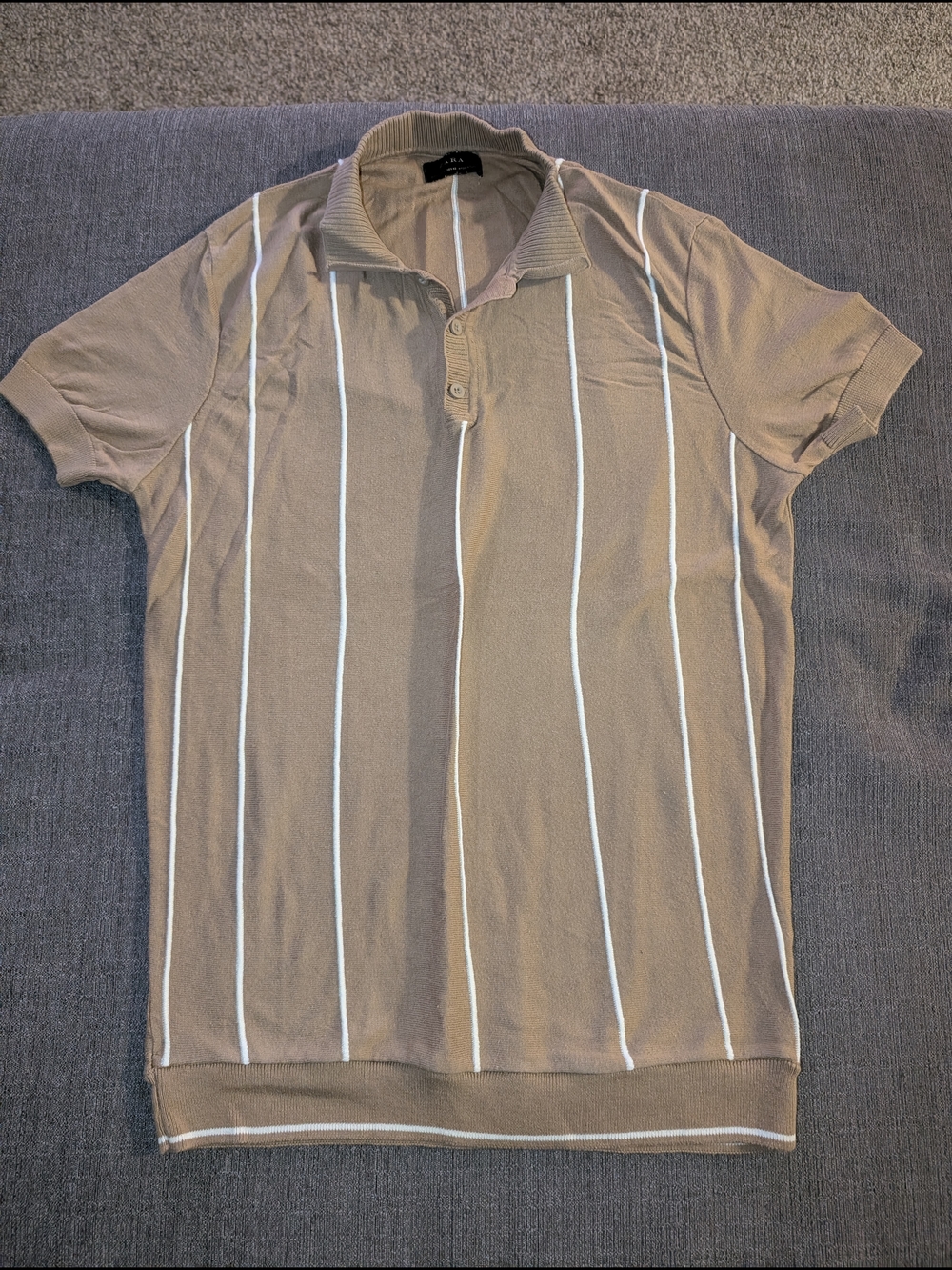 Zara Polo Shirt with White Vertical Stripes